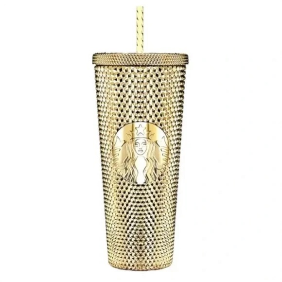 Starbucks Other - NWT Starbucks Christmas 2022 Metallic Gold Foil Studded Tumbler